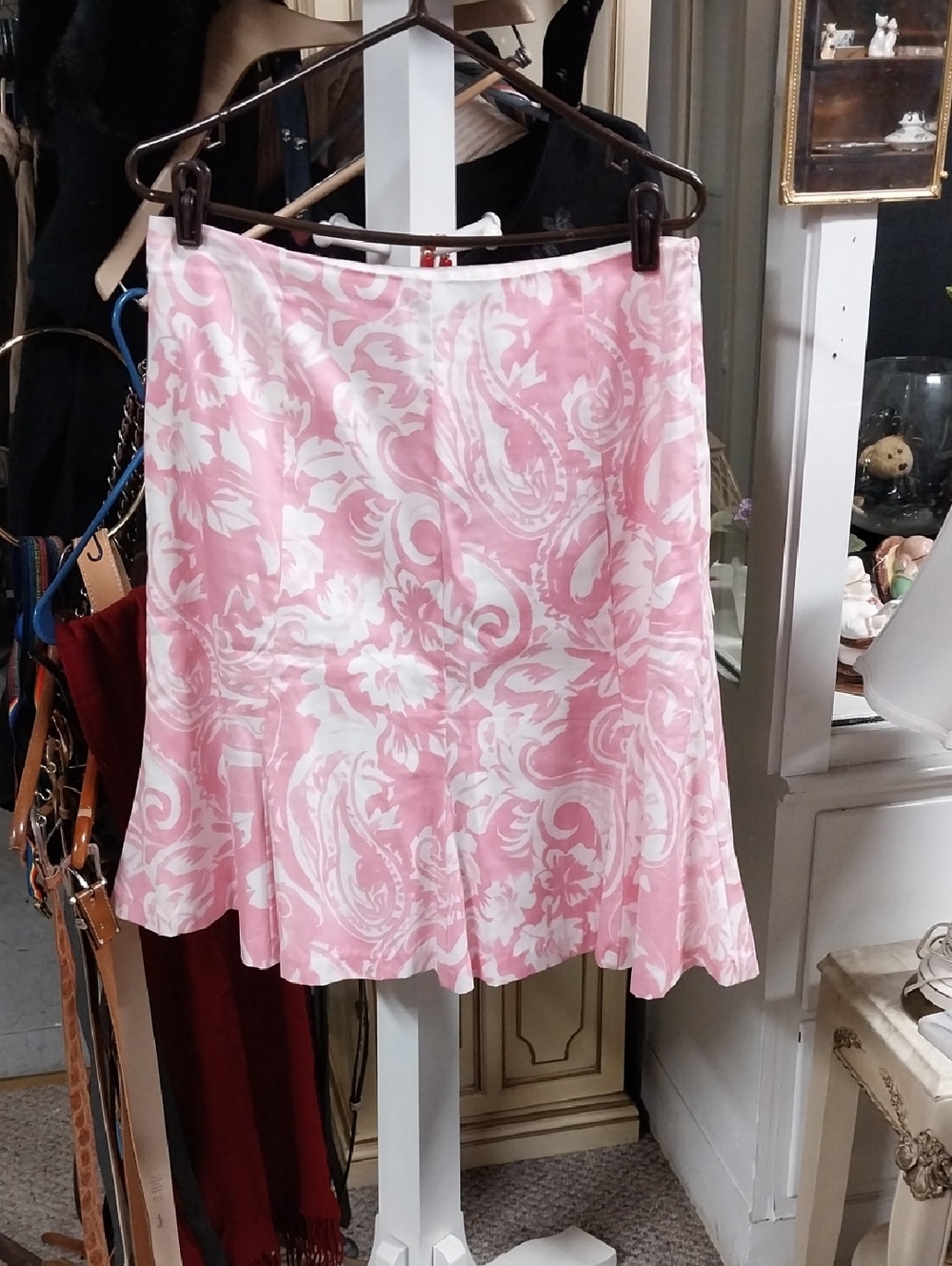 Chaps Pink and White Paisley A-Line Women's Skirt